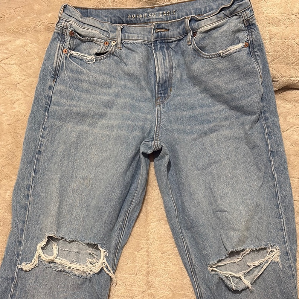American Eagle Outfitters Blue Boyfriend Jeans Distressed